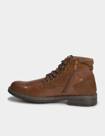Bottines montantes zipp&eacute;es crant&eacute;es marron homme