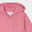 Sweat zippé paillettes à capuche vieux rose bébé fille