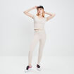 Legging taille haute côtelé sable femme