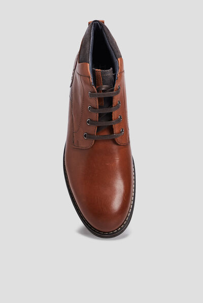 Bottines à lacets en cuir marron homme