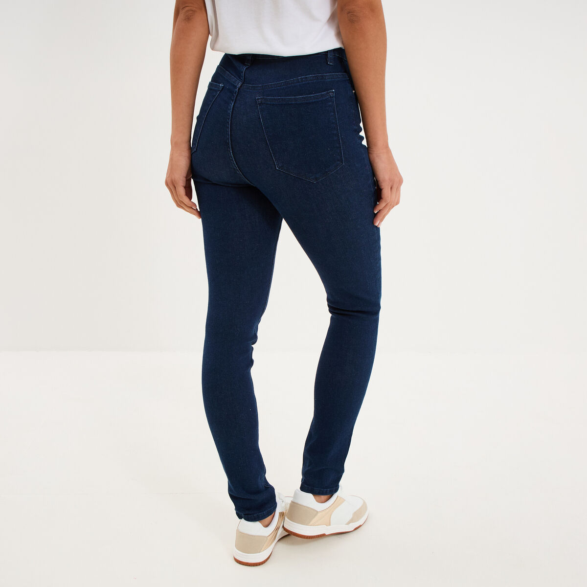 Jeans skinny taille haute denim brut femme