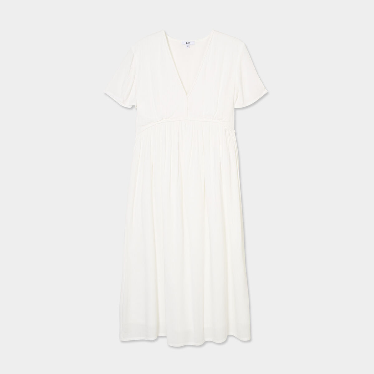 Robe longue fluide manches courtes blanc femme