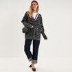 Gilet col en V manches longues gris femme
