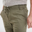 Bermuda chino à coulisse lin mélangé vert kaki homme