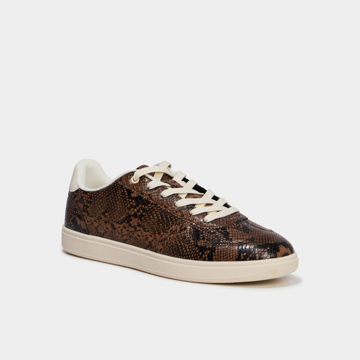 Baskets en similicuir &agrave; lacets multicolore femme