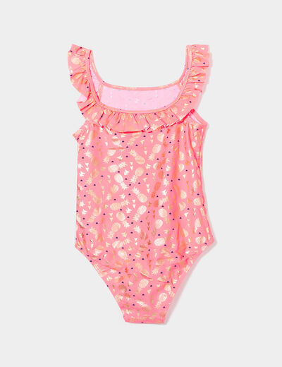Maillot de bain une pièce orange corail fille
