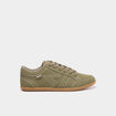 Tennis basses &agrave; lacets effet su&eacute;dine vert kaki homme