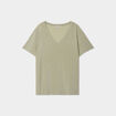 T-shirt col en V fils métallisés vert clair femme grande taille