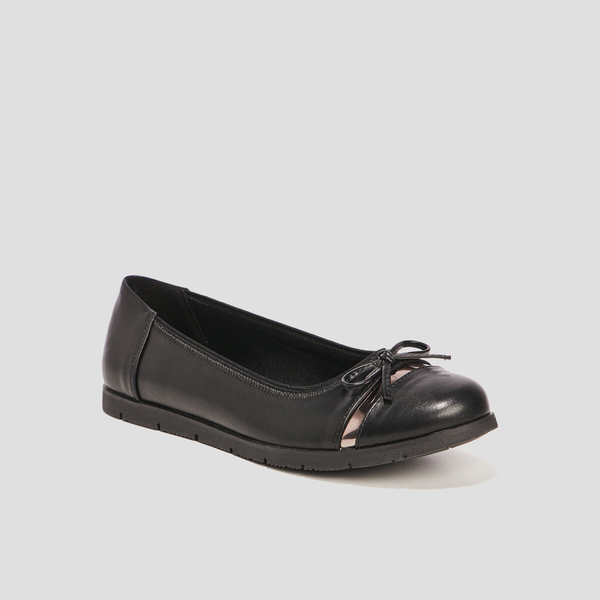 Ballerines crantées détail noeud noir femme