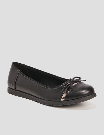 Ballerines crantées détail noeud noir femme