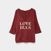 Pull manches 3/4 chauve-souris col V bordeaux femme grande taille