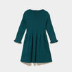 Robe tricot &eacute;vas&eacute;e manches longues vert canard b&eacute;b&eacute; fille