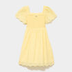 Robe c&eacute;r&eacute;monie broderie anglaise smock&eacute; jaune clair fille