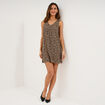 Robe droite courte lin majoritaire beige clair femme