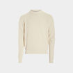 Pull en maille textur&eacute;e col rond creme homme