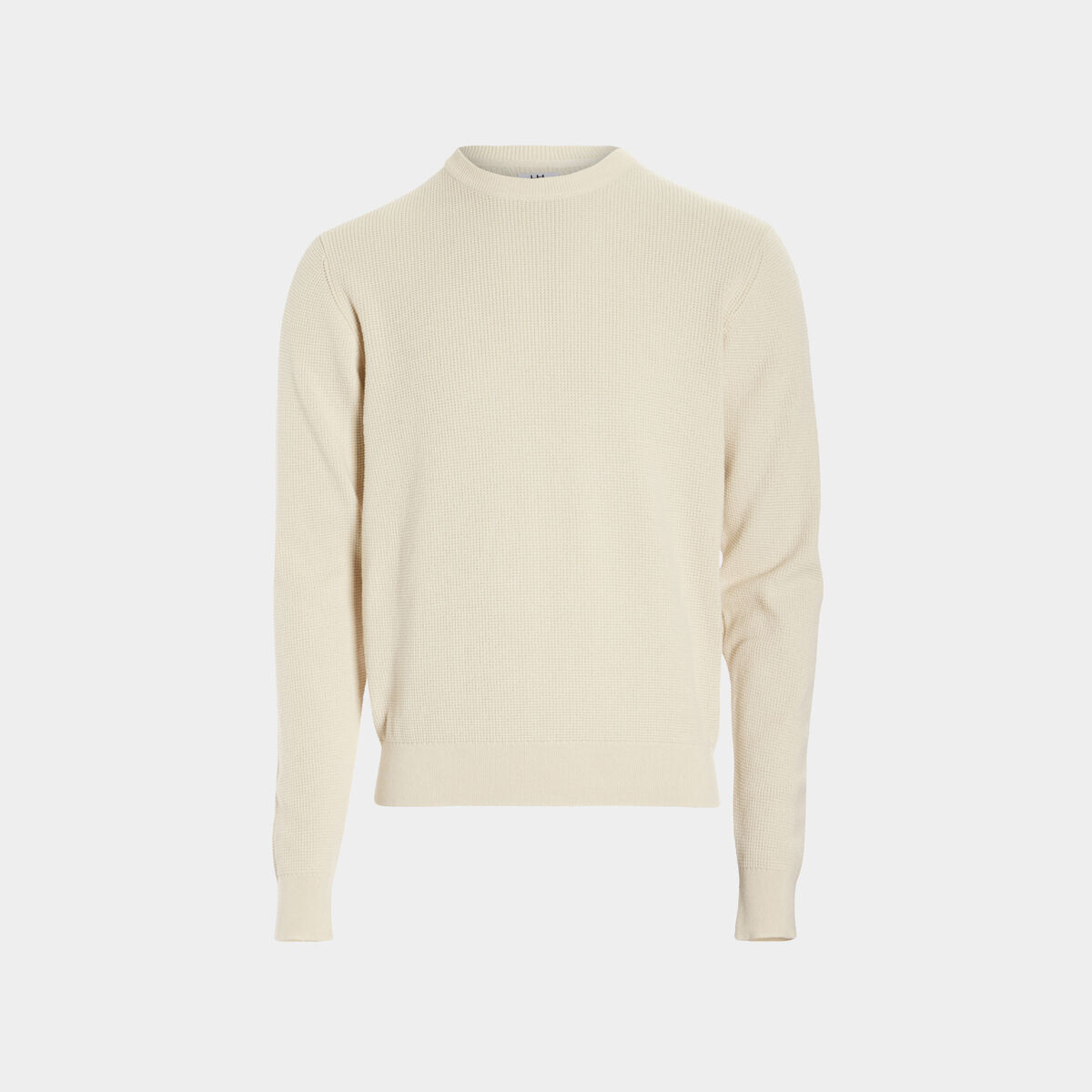 Pull en maille textur&eacute;e col rond creme homme