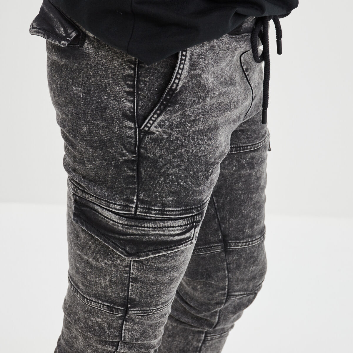 Pantalon skinny stretch 2 poches côtés denim gris homme