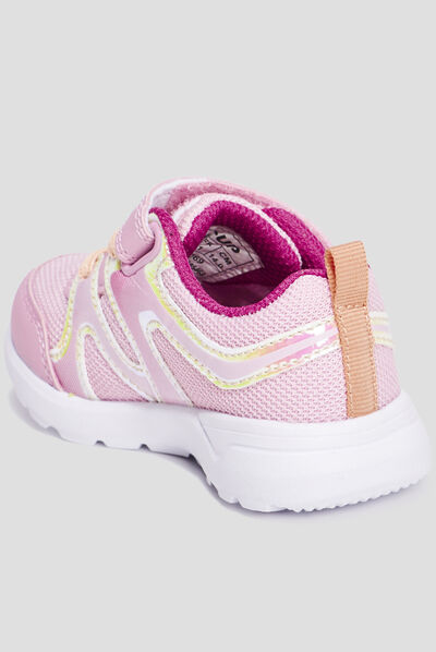 Baskets running à scratchs Rexited rose bébé fille