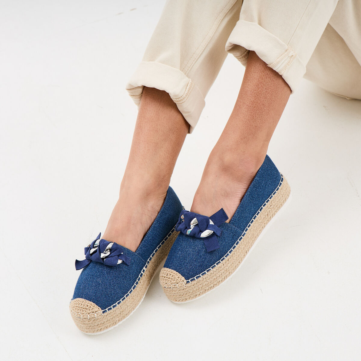 Espadrilles plateformes &agrave; boucle Liberto bleu femme