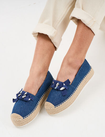 Espadrilles plateformes &agrave; boucle Liberto bleu femme
