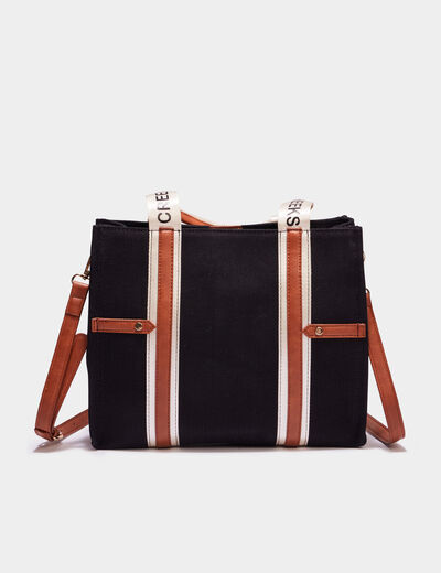 Sac &agrave; main avec bandouli&egrave;re noir femme