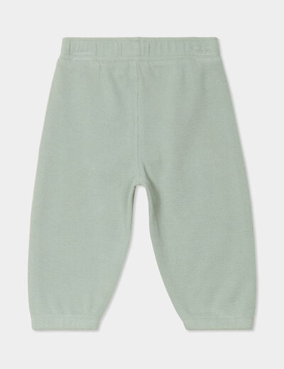 Pantalon droit bas resserré coton vert pastel bébé garçon