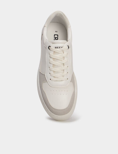 Baskets &agrave; lacets bi-mati&egrave;res blanc homme