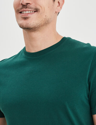 T-shirt en coton manches courtes vert foncé homme