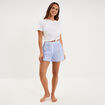 Short de pyjama taille &eacute;lastiqu&eacute;e coton blanc femme