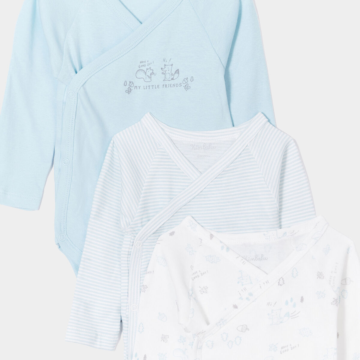 Lot 3 bodies coton manches longues blanc bébé