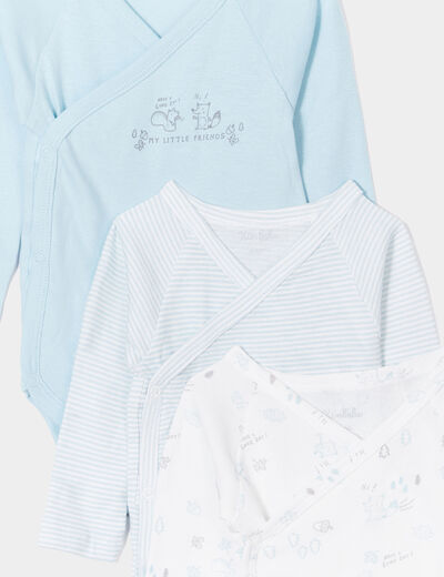 Lot 3 bodies coton manches longues blanc bébé