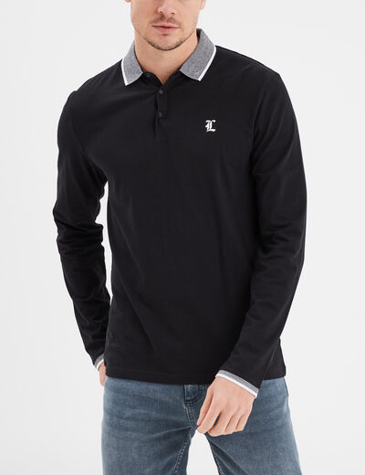Polo manches longues coton Liberto noir homme