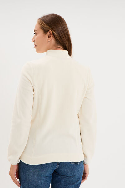 Veste polaire zipp&eacute; manches longues blanc femme