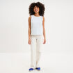 Blouse courte sans manches droite coton blanc femme