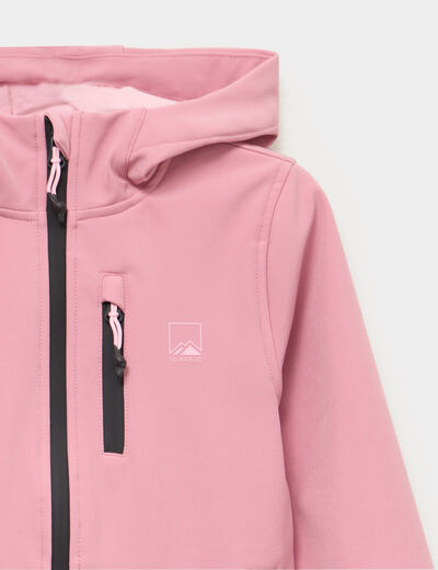 Blouson fourr&eacute; d&eacute;perlant &agrave; capuche vieux rose fille