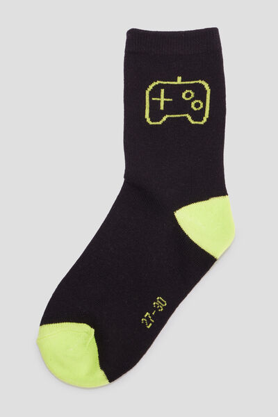 Lot 5 paires chaussettes coton noir gar&ccedil;on