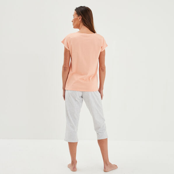Ensemble pyjama 2 pièces rose saumon femme