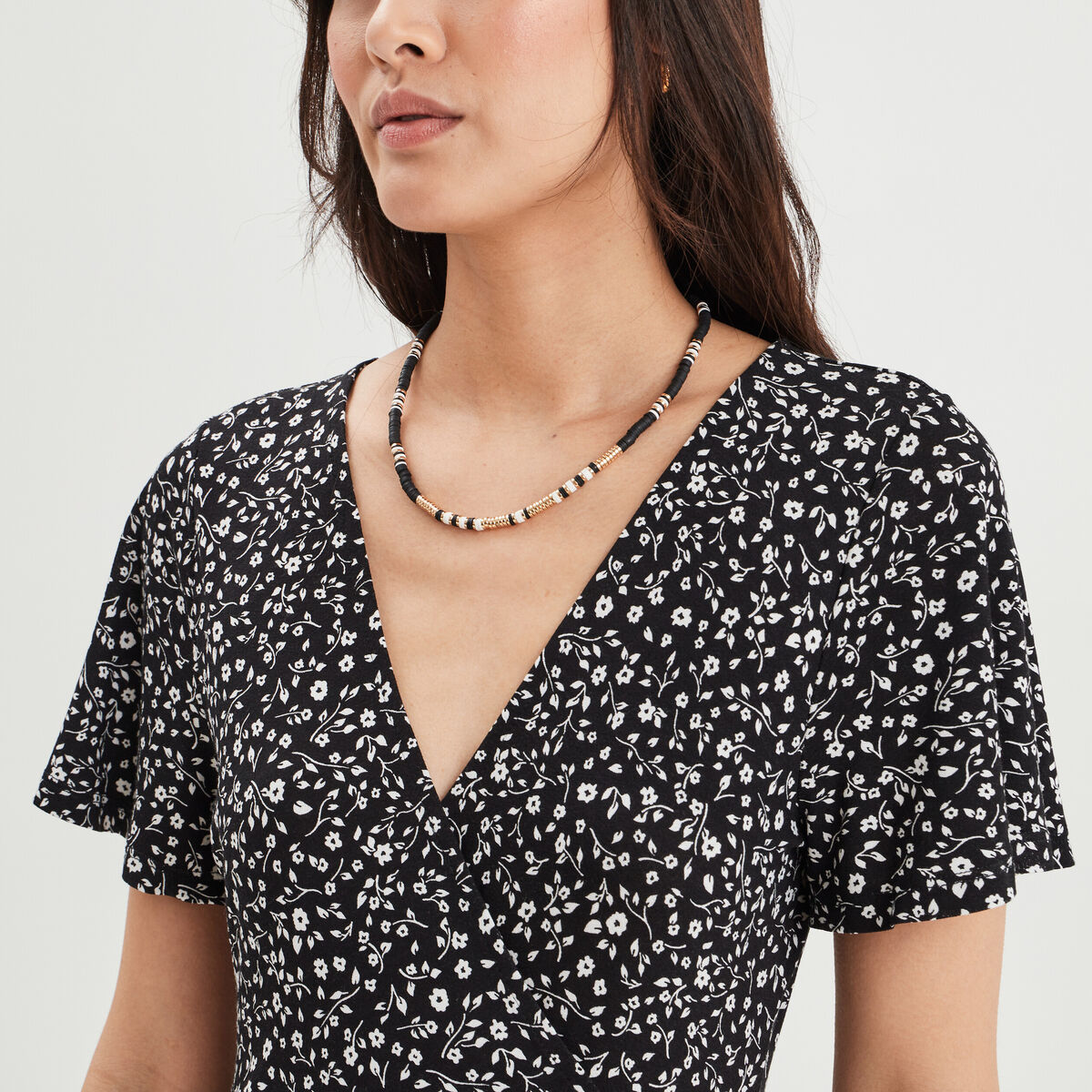 Robe patineuse manches courtes noir femme