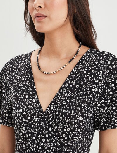 Robe patineuse manches courtes noir femme