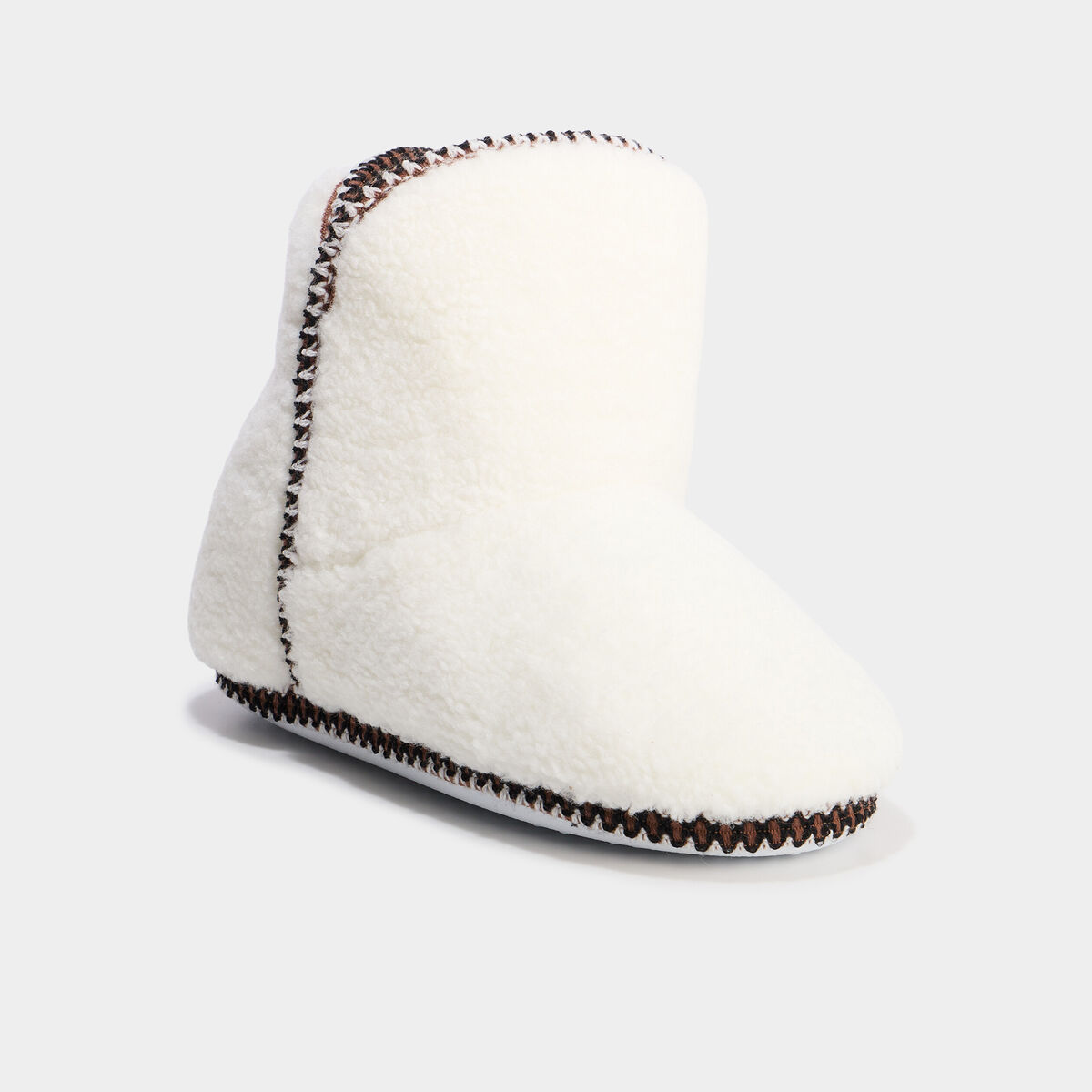 Chaussons bottines effet polaire blanc femme