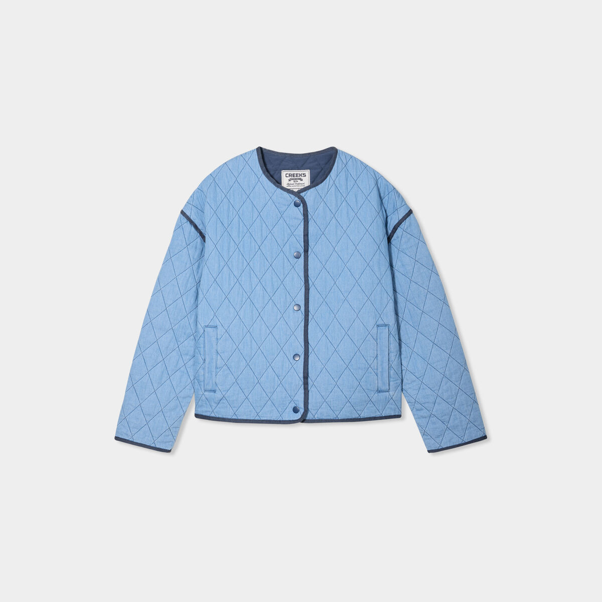 Veste matelass&eacute;e boutonn&eacute;e Creeks denim double stone femme