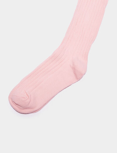 Collant côtelé coton rose fille
