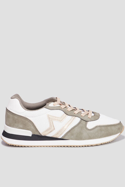 Baskets bi-matière à lacets Creeks vert kaki femme