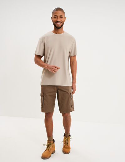 Bermuda short cargo poches &agrave; rabat coton marron fonc&eacute; homme