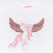 T-shirt à sequins manches courtes coton ivoire fille