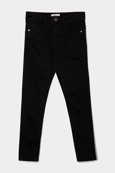 Jeans skinny taille ajustable effet usé noir garçon
