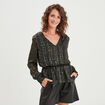 Blouse cintrée col en V Liberto vert kaki femme