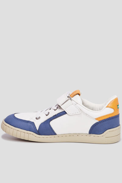 Tennis basses en cuir Kickers Windo blanc garçon