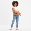 Pull manches longues col rond beige femme