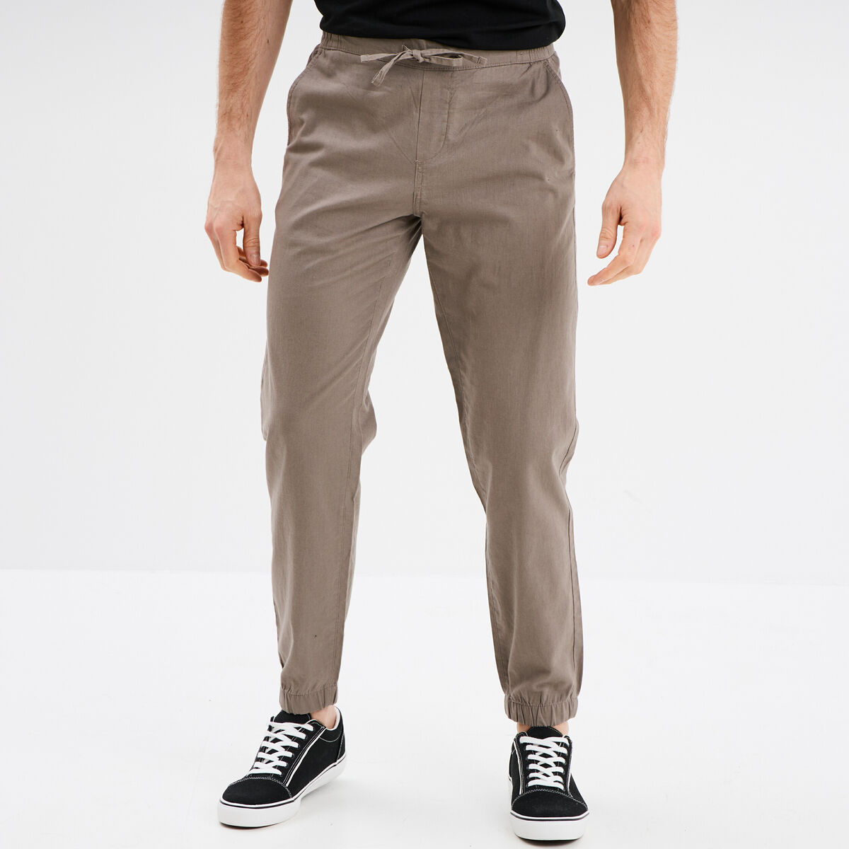 Pantalon de jogging en lin mélangé gris homme